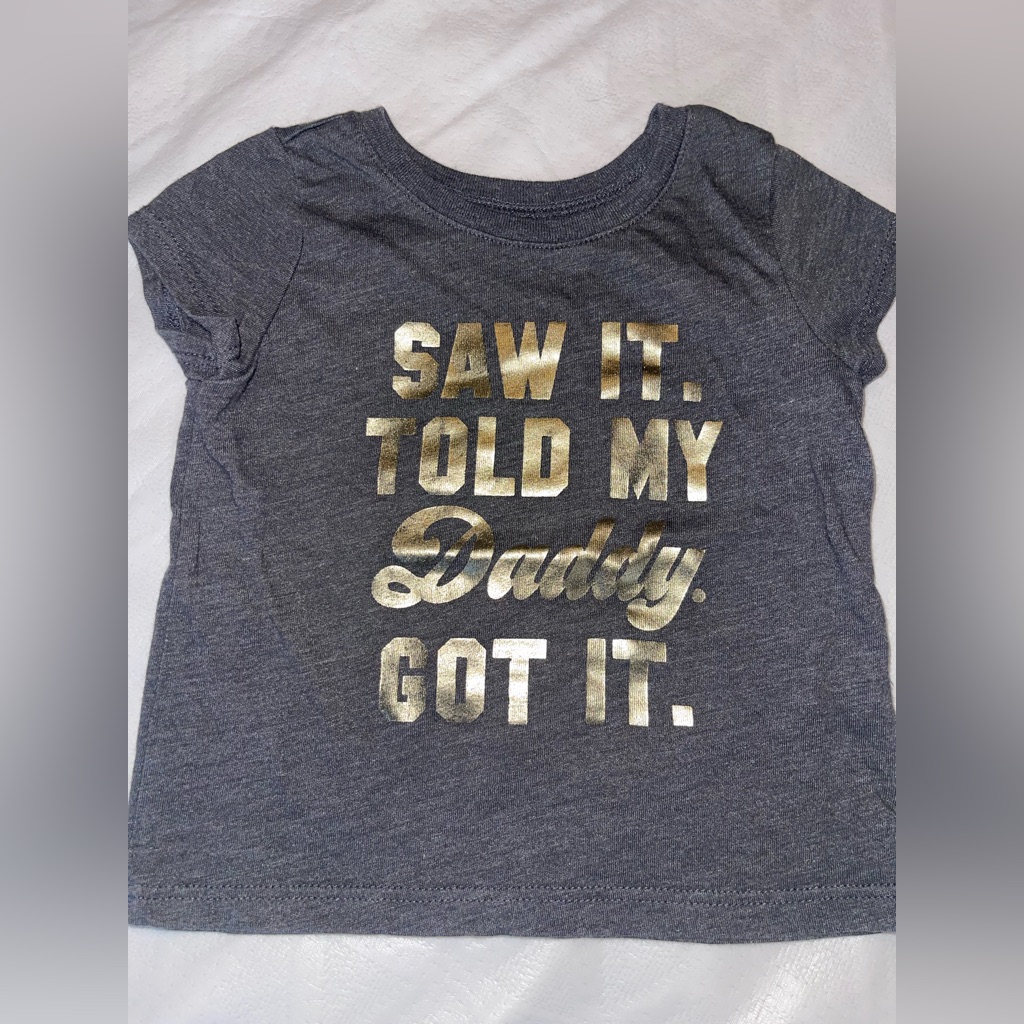 The Children's Place Gray Short Sleeve Tee With Gold Metallic Graphic